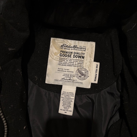 Eddie Bauer 700 Fill Power Puffers Parka Jackets Size Medium Black Goose Down - Picture 2 of 8